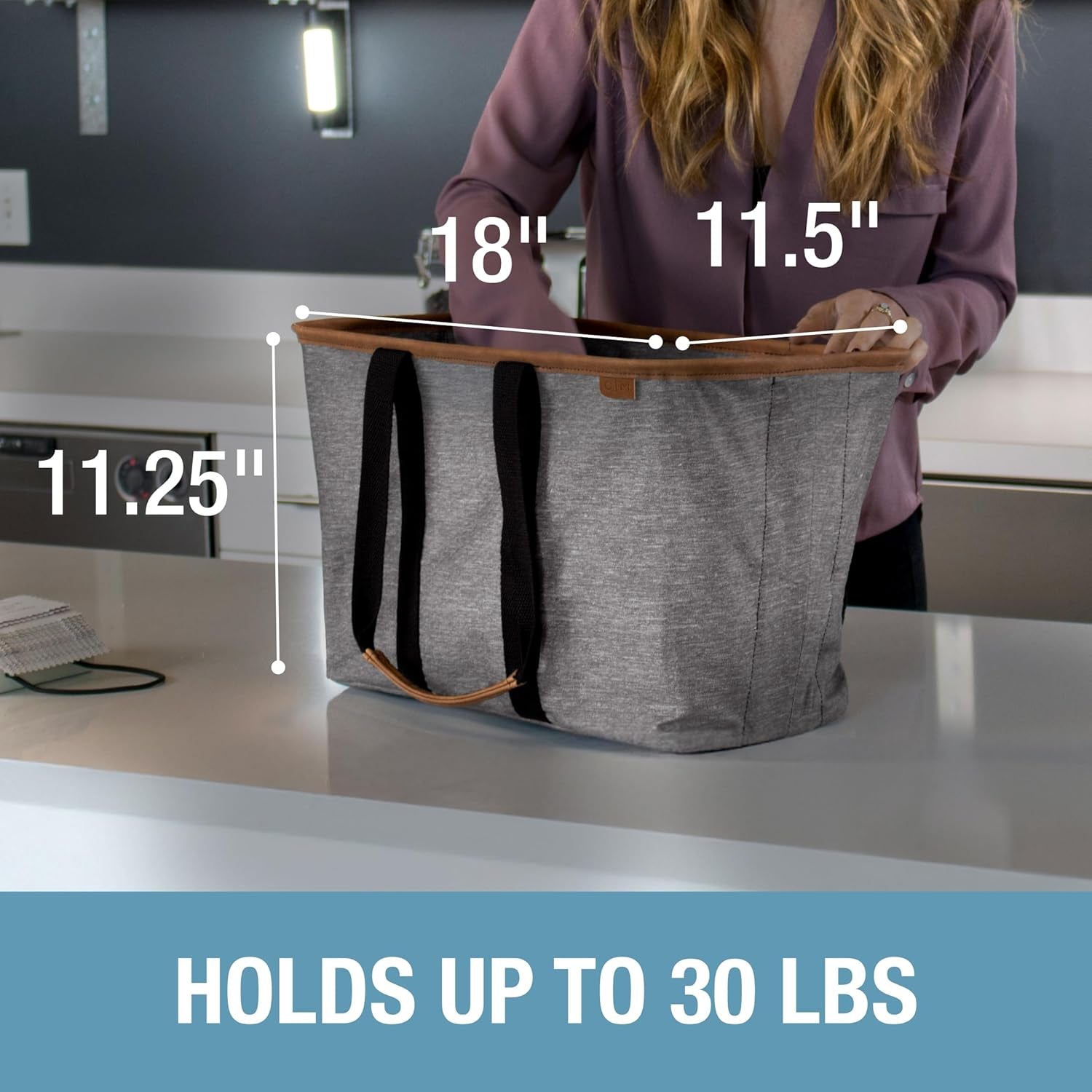 Ecobasket Reusable Grocery Tote - Collapsible Storage Shopping Organizer - Heavy Duty Utility Bag Home