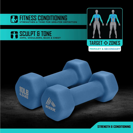 Weights Dumbbells Set - Neoprene Arm Weights with Non-Slip Grip, Training, Workout, Fitness, 10Lb