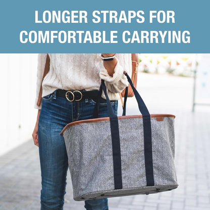 Ecobasket Reusable Grocery Tote - Collapsible Storage Shopping Organizer - Heavy Duty Utility Bag Home