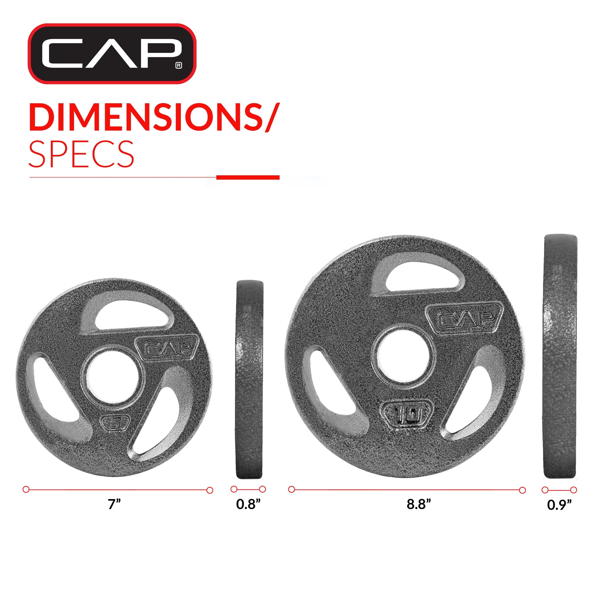 Barbell 50 Lb Olympic Grip Plate Weight Set (10X4, 5X2)