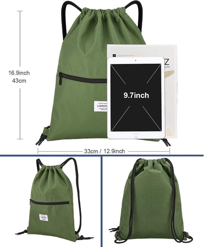 Drawstring Backpack Gym Drawstring Bag Sports for Men Women All Army Green