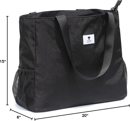LARGE BEACH BAG Water Resistant Lightweight 20 Inch Women Oversize Tote Bag for Gym Beach Travel Pool Yoga Nurse