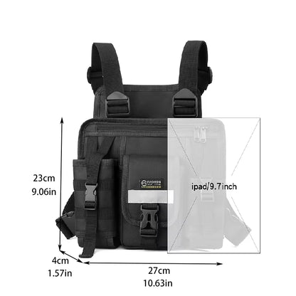 Reflective Design Chest Rig Bag Wear-Resistant Tactical Vest Bag Multiple Pockets Students Chest Bag Hip-Hop Streetwear Backpack