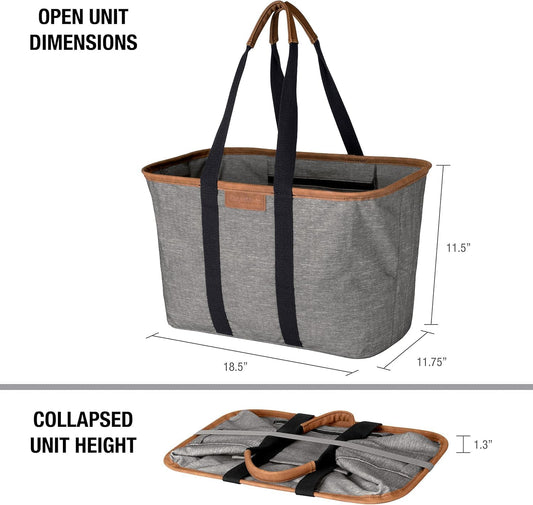 Ecobasket Reusable Grocery Tote - Collapsible Storage Shopping Organizer - Heavy Duty Utility Bag Home