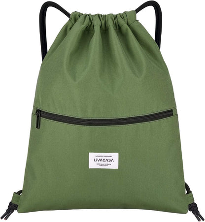 Drawstring Backpack Gym Drawstring Bag Sports for Men Women All Army Green