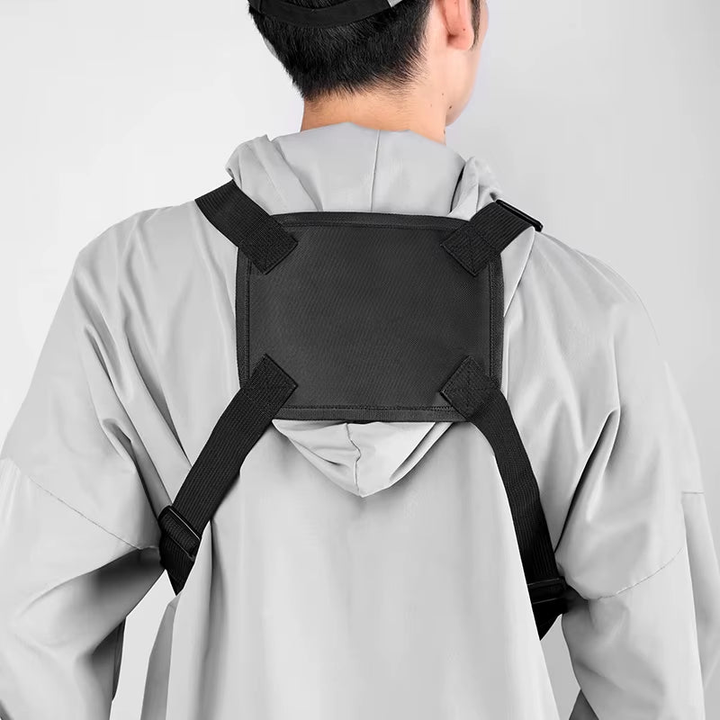 Reflective Design Chest Rig Bag Wear-Resistant Tactical Vest Bag Multiple Pockets Students Chest Bag Hip-Hop Streetwear Backpack