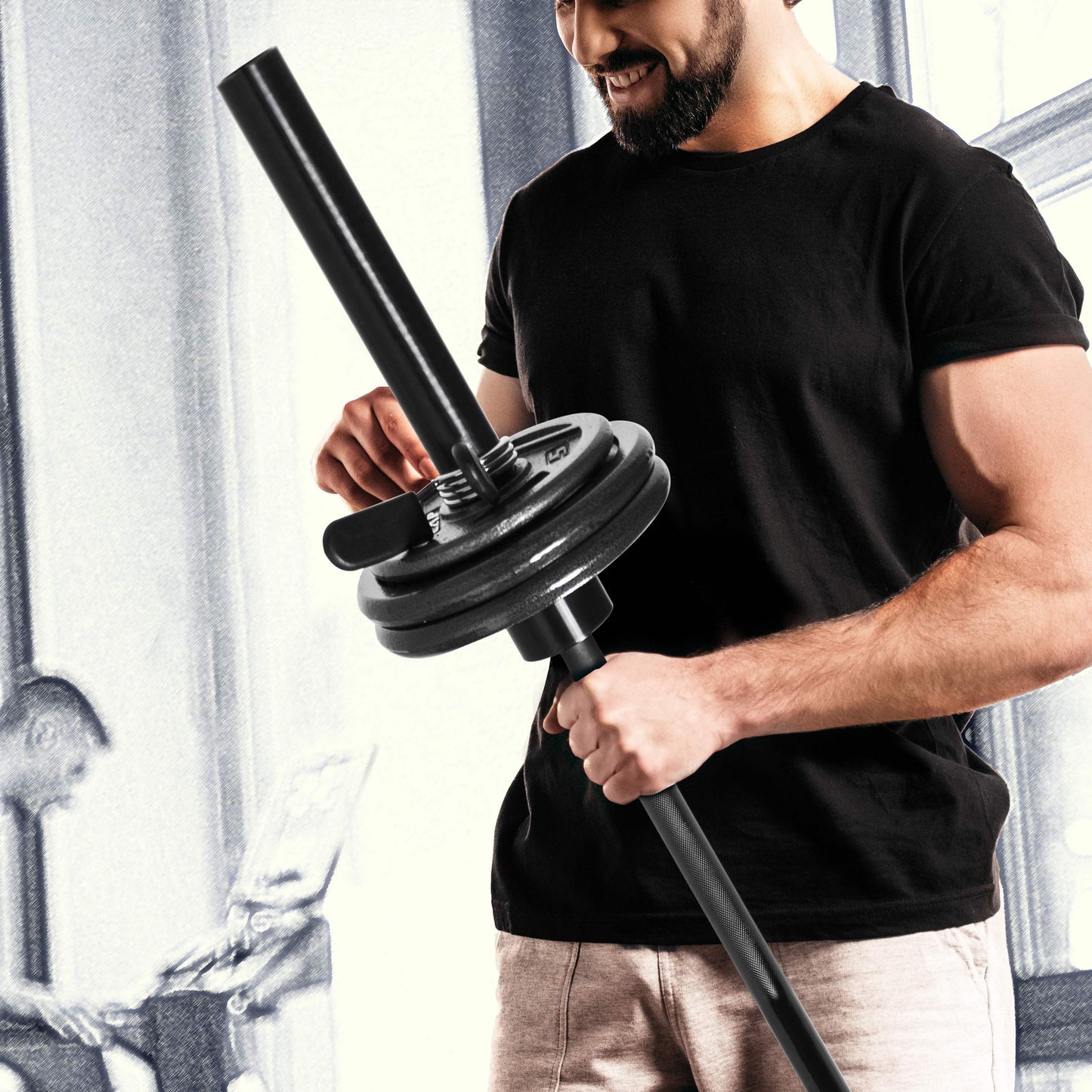 Barbell 50 Lb Olympic Grip Plate Weight Set (10X4, 5X2)